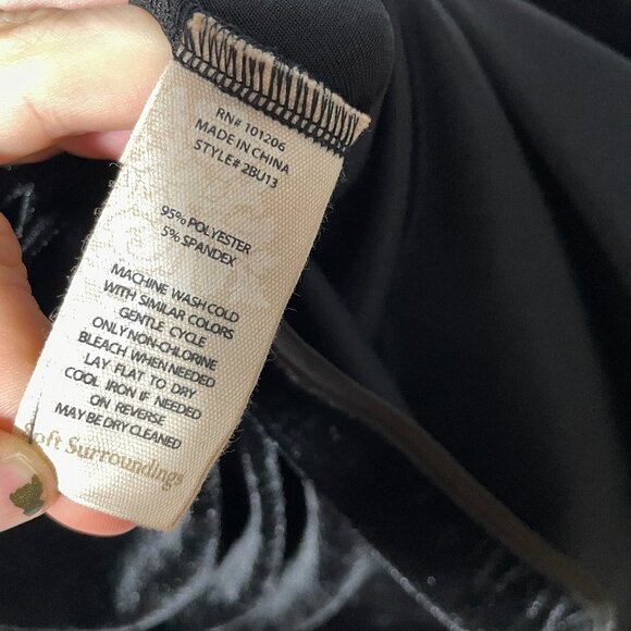 EUC Soft Surroundings Tai Velvet Tunic Top Dress Black Medium Velour Asian style - Picture 9 of 14